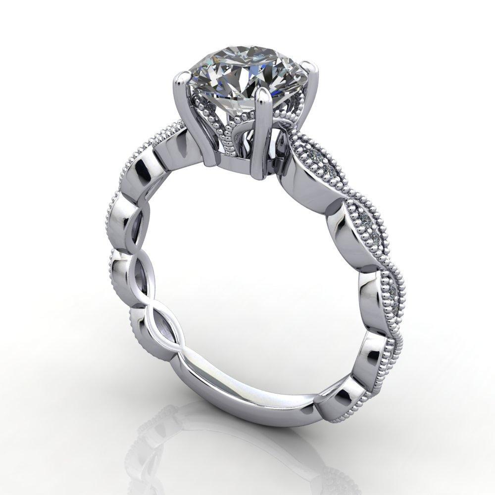 vintage inspired ring with milgrain and scalloped details