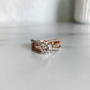 Two-tone rose and white gold multi band ring