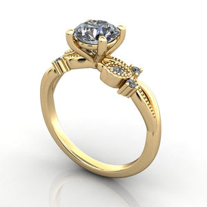 Floral inspired engagement ring in yellow gold