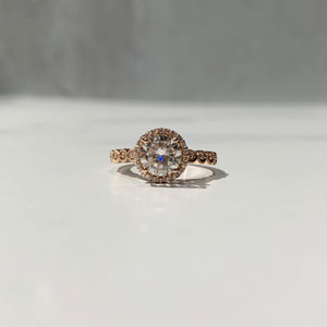 Rose Gold vintage halo engagement ring