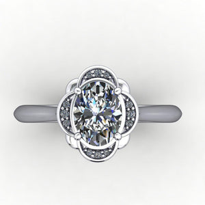 Art-deco inspired half-moon halo engagement ring soha diamond co.