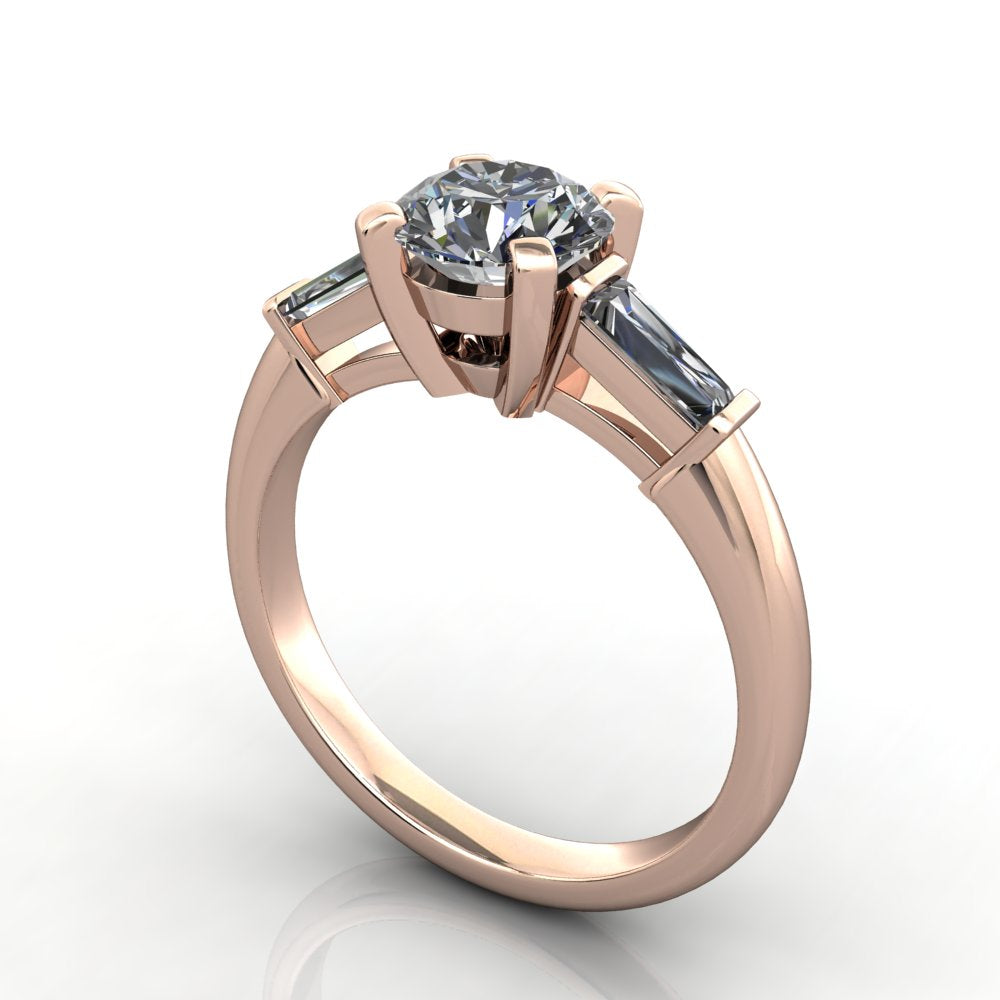 Sage Three-Stone Tapered Baguette Engagement Ring (Setting Only)
