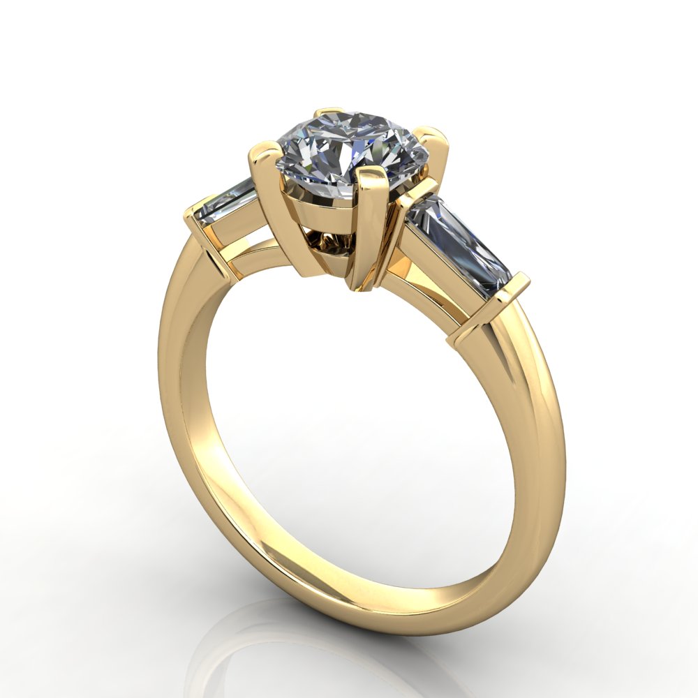 Sage Three-Stone Tapered Baguette Engagement Ring (Setting Only)