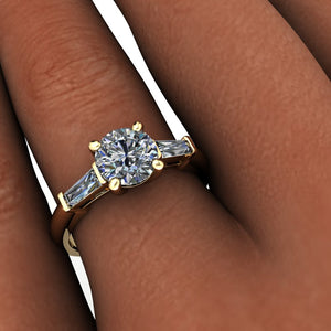 Sage Three-Stone Tapered Baguette Engagement Ring (Setting Only)