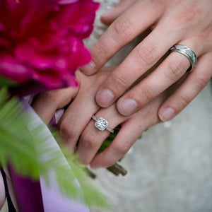 Vintage inspired halo ring wedding rings
