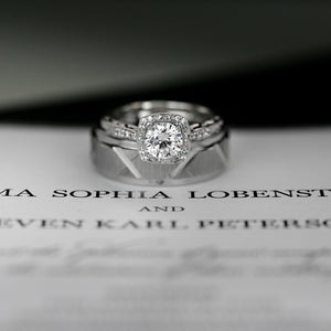 Vintage inspired engagement ring square halo