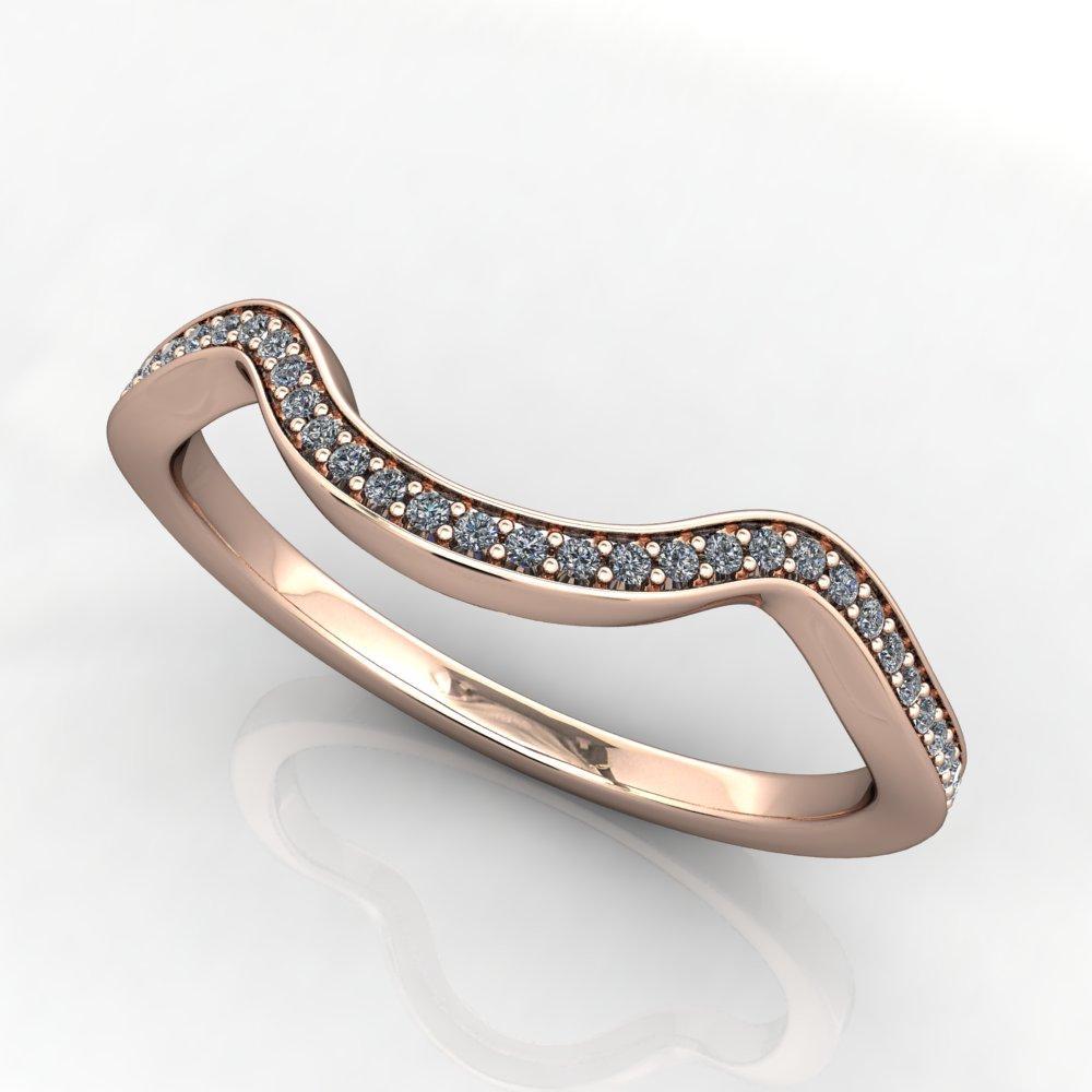 contoured lab-grown diamond wedding band rose gold