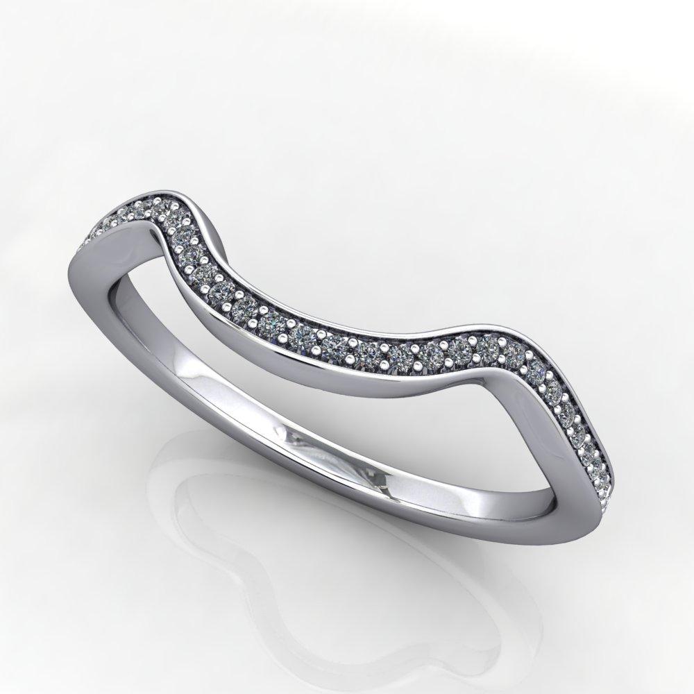 Countoured grown diamond band white gold