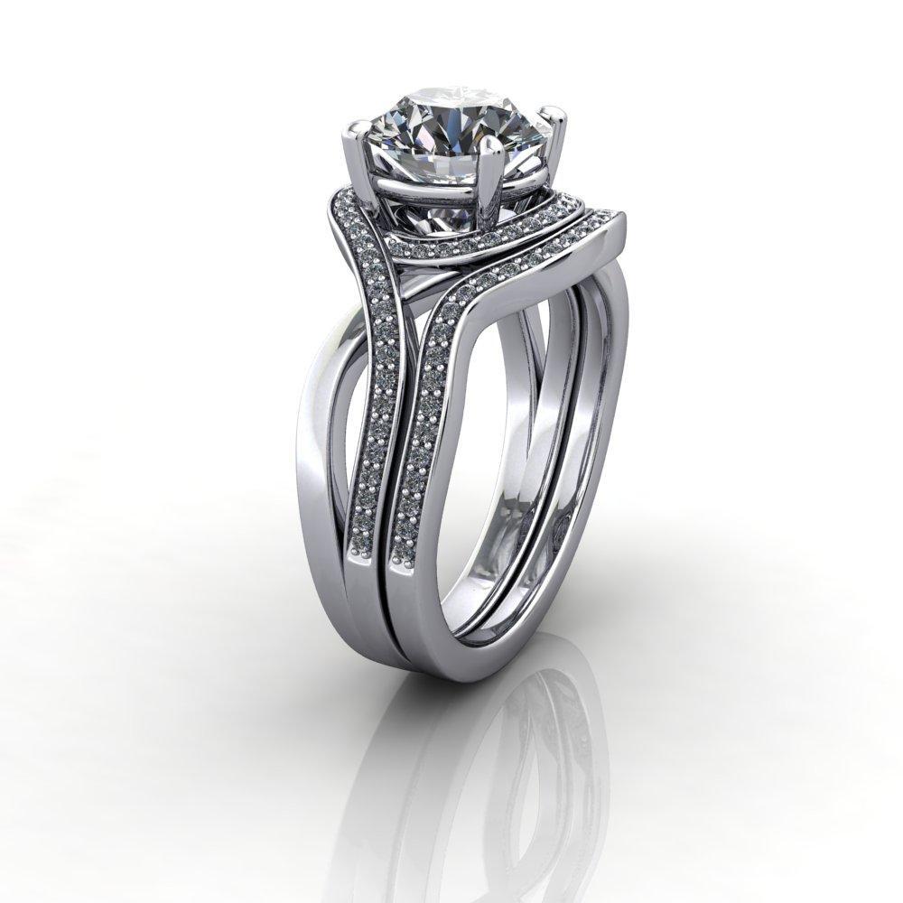 contoured grown diamond band white gold