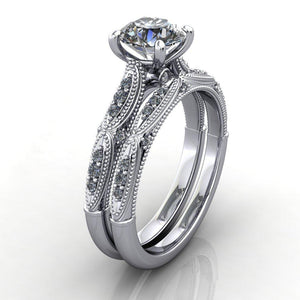 vintage inspired ring with milgrain draping detail