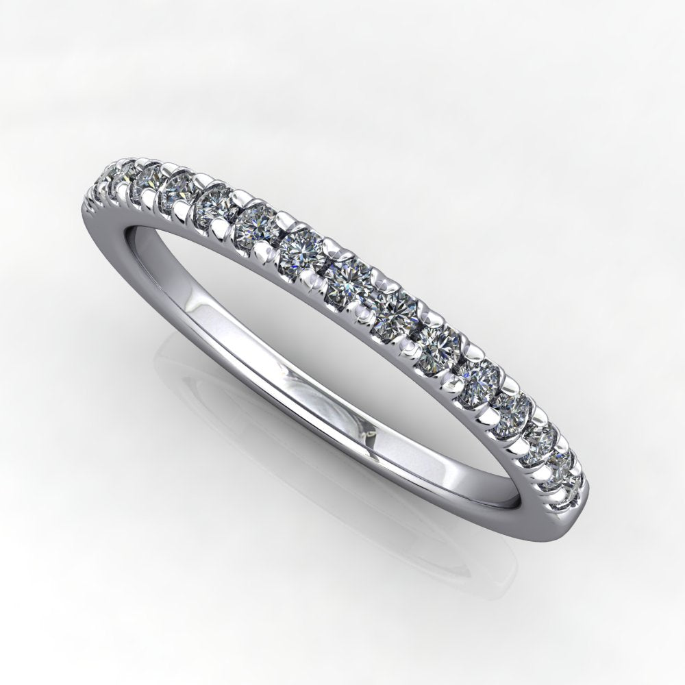 French Set lab-grown diamond wedding band white gold
