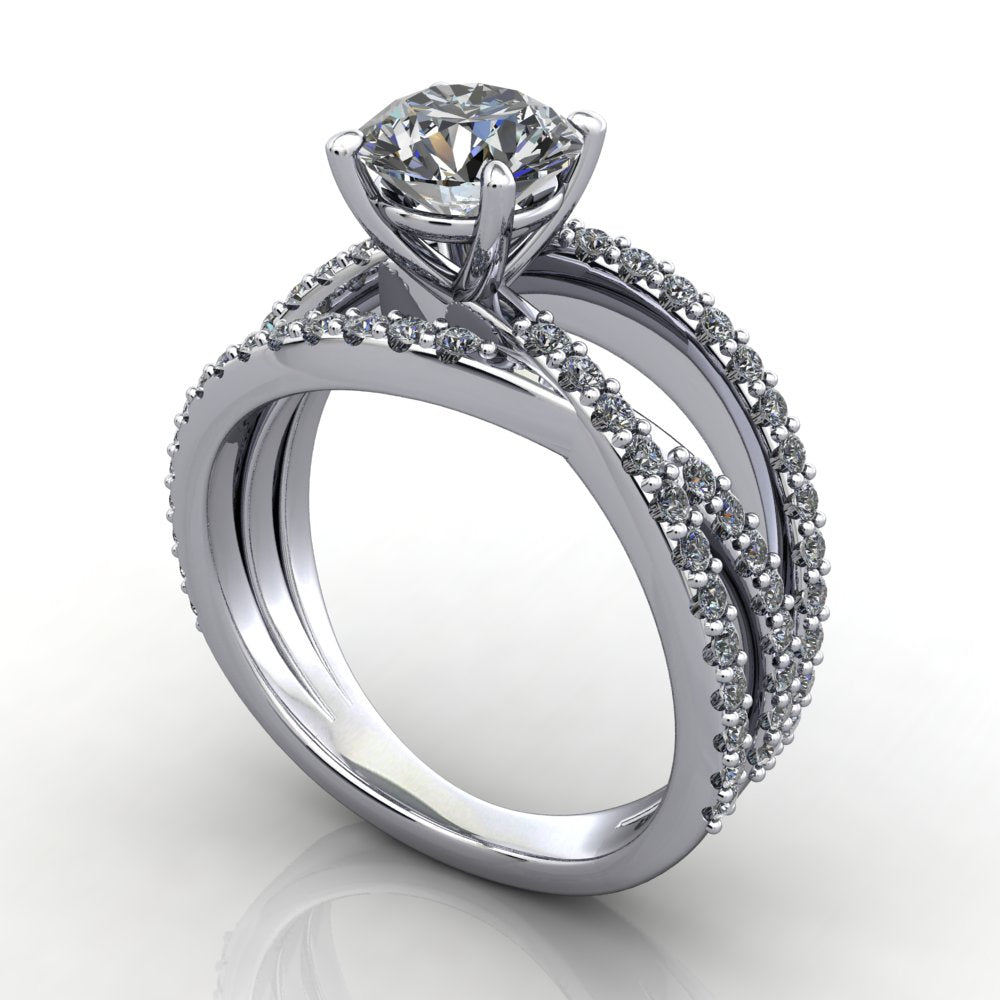 Multi band three row band engagement ring