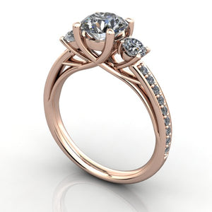 Three stone engagement ring rose gold