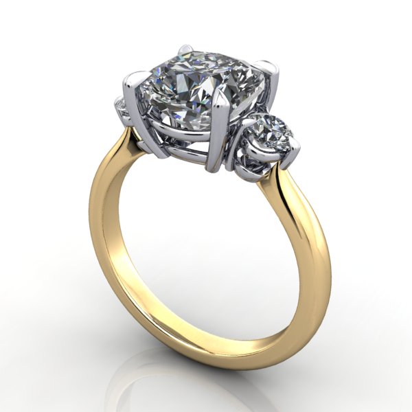 Skye Three-Stone Two-Tone Engagement Ring (Setting Only)