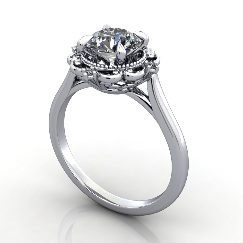 victorian art deco inspired halo engagement ring