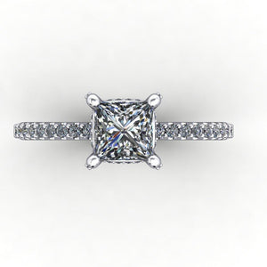 engagement ring with diamond basket diamond prongs soha diamond co princess cut