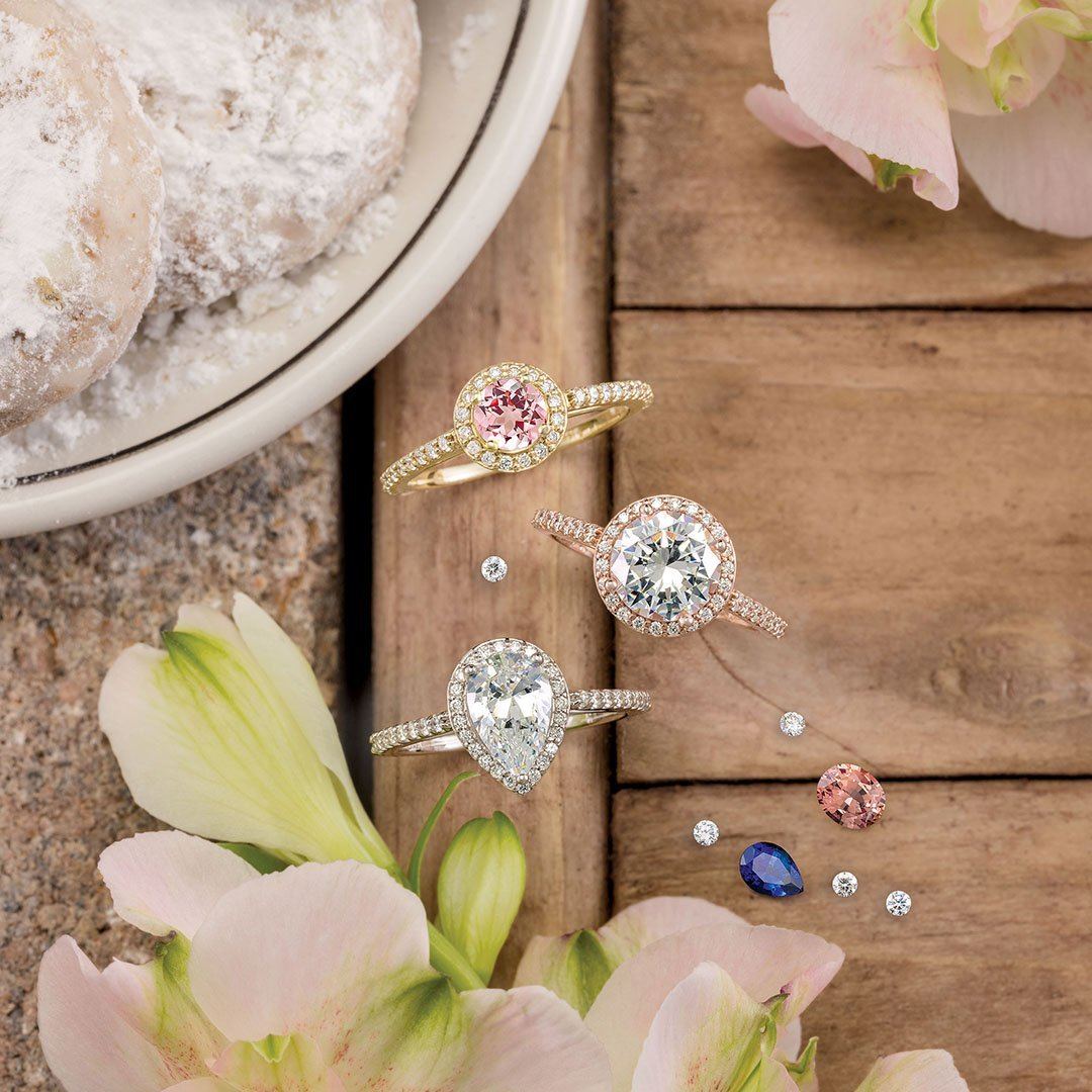 Halo engagement ring with side stones soha diamond co