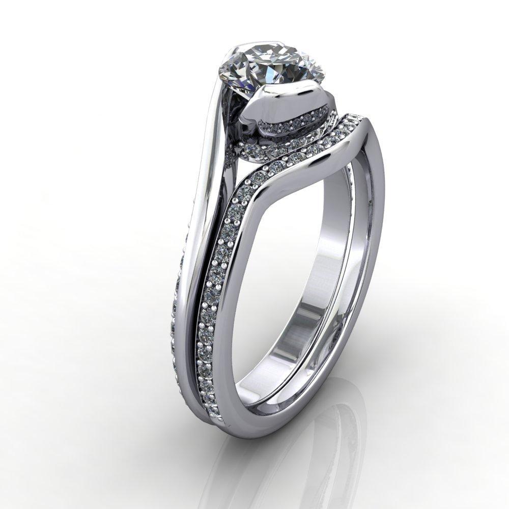 Contoured matching diamond wedding band soha diamond co