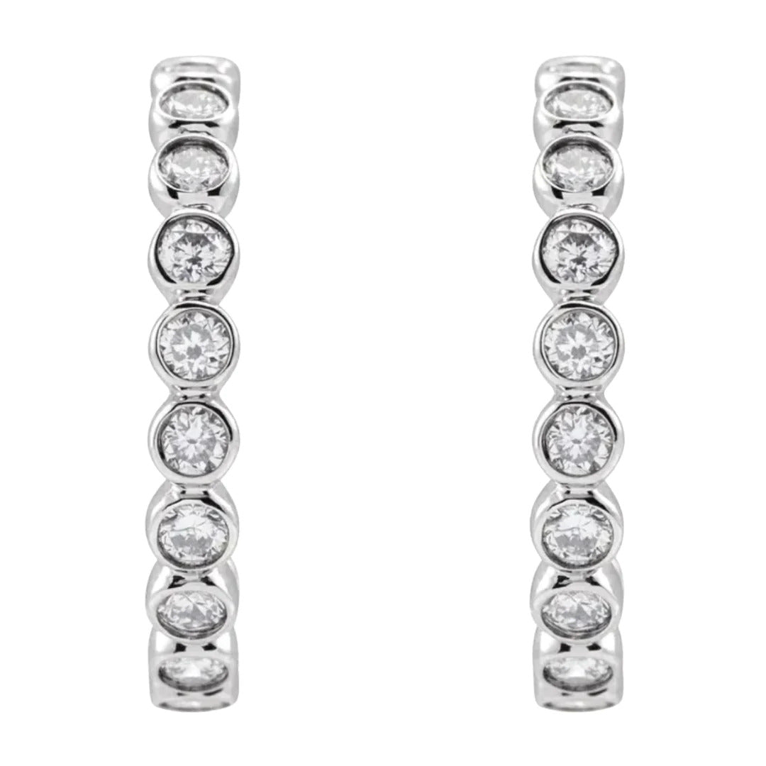 lab-grown diamond bezel set hoop earrings