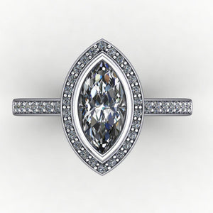 bezel-set halo engagement ring soha diamond co.