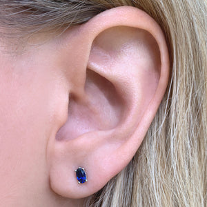 Blue sapphire oval earrings