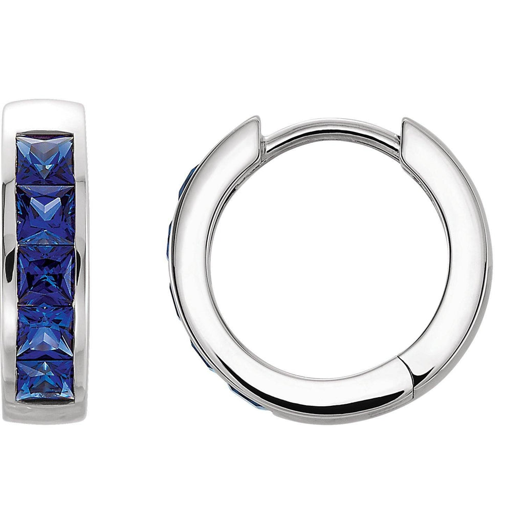 最新作 Lab-Grown Blue Soha - Earrings Hoop Square-Cut Sapphire アクセサリー