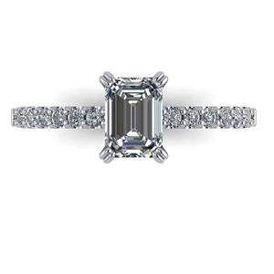 Cathedral solitaire with side stones soha diamond co. emerald cut