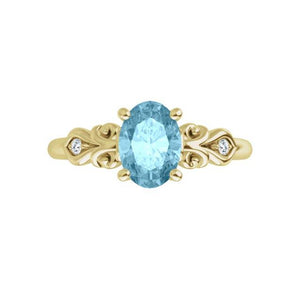 Scrollwork Oval Gemstone Solitaire Ring
