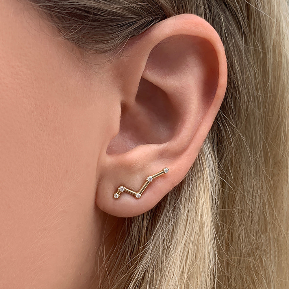 Yellow gold constellation ear climbers
