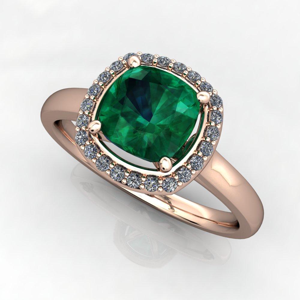 Cushion Cut halo gemstone engagement ring