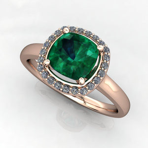 Cushion Cut halo gemstone engagement ring
