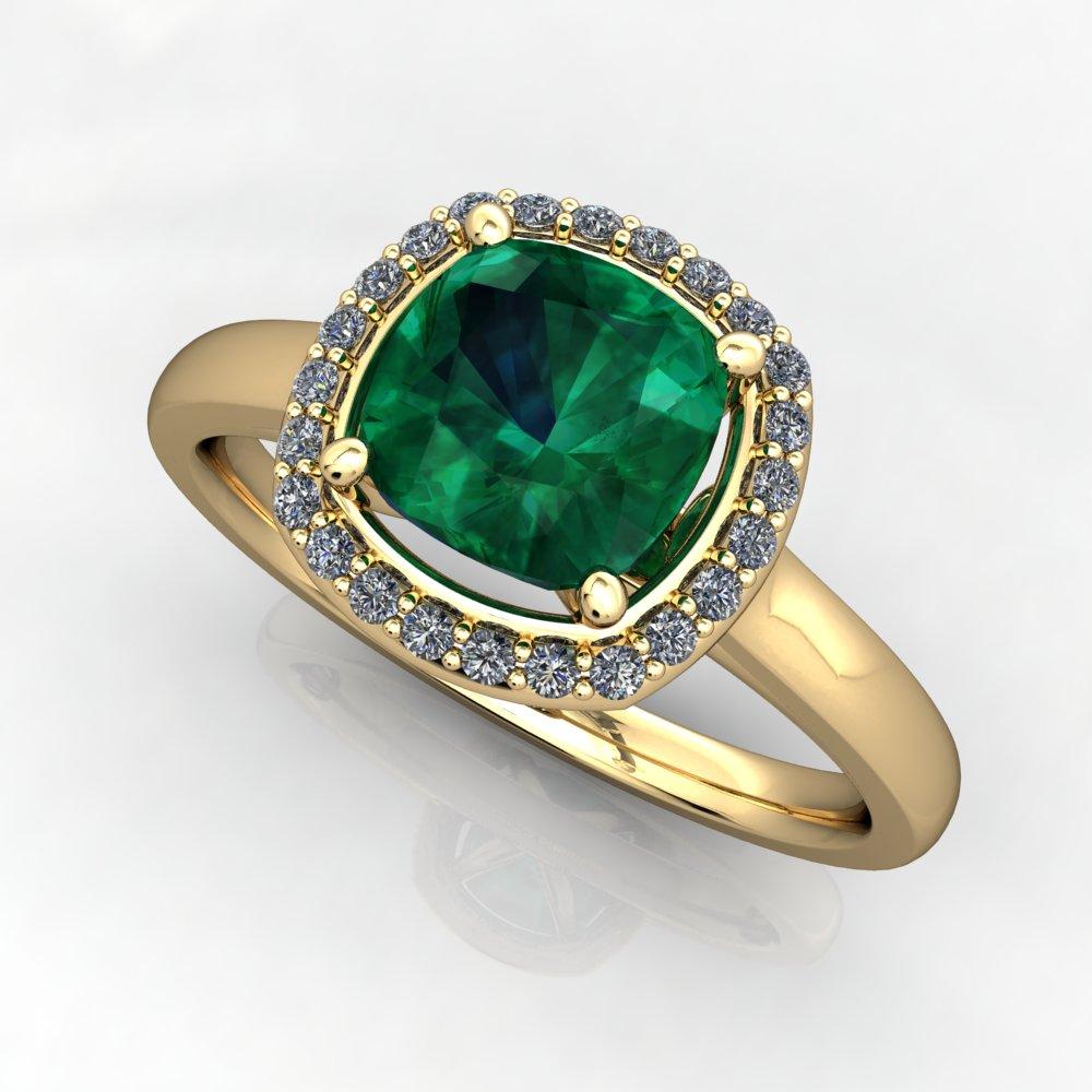 Cushion Cut halo gemstone engagement ring