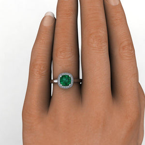 Single Halo with Cushion Cut Gemstone