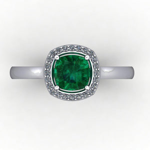 Cushion Cut halo gemstone engagement ring