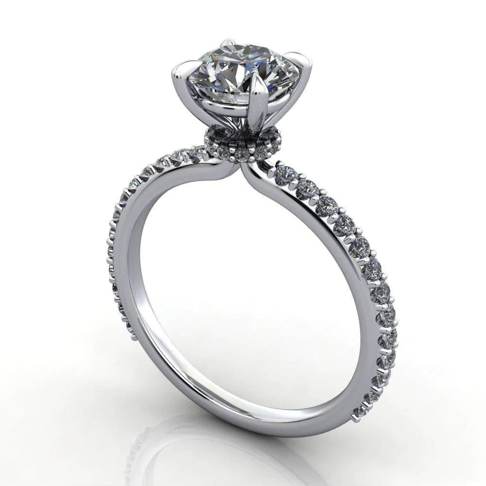 solitaire engagement ring with diamond collar
