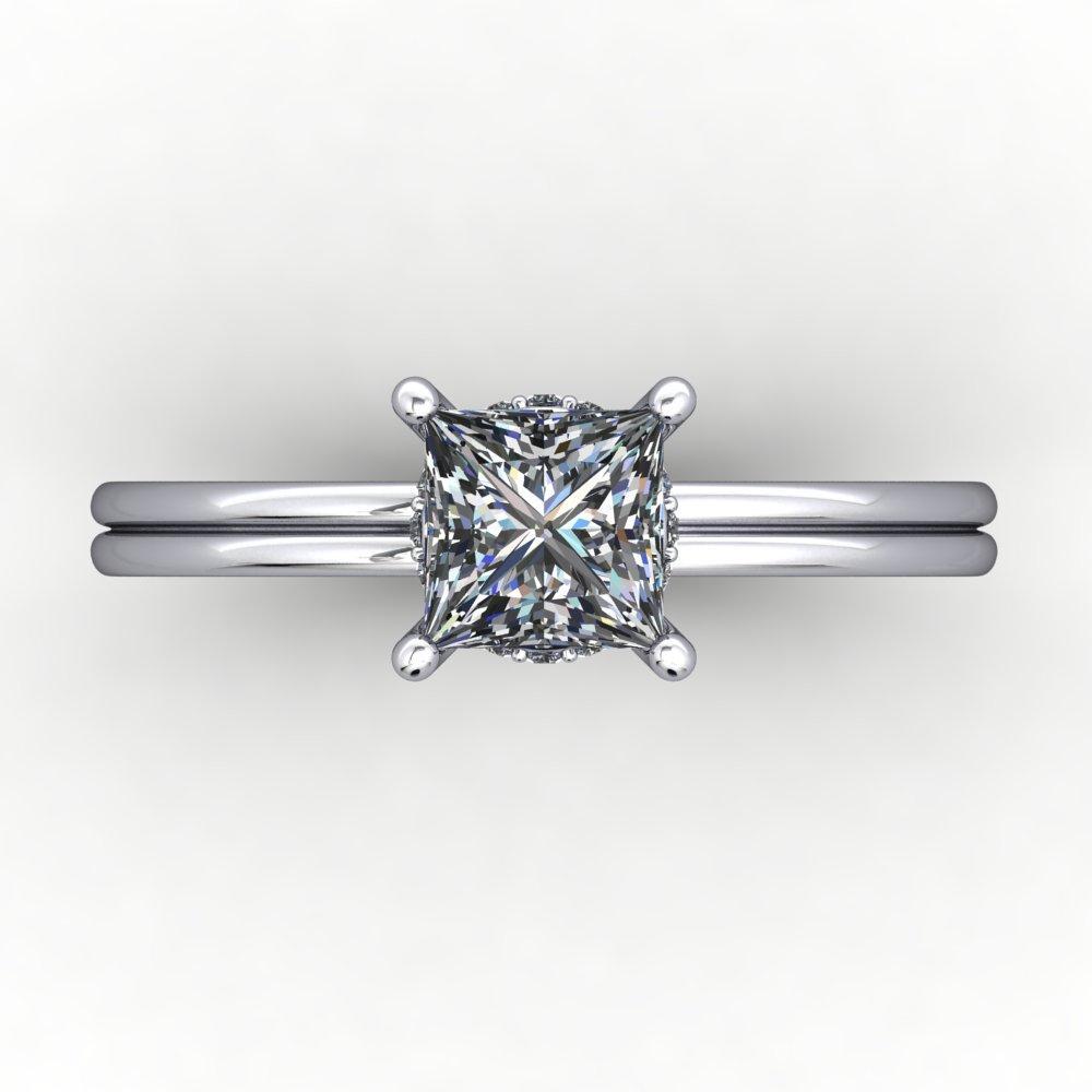 Double band top solitaire engagement ring