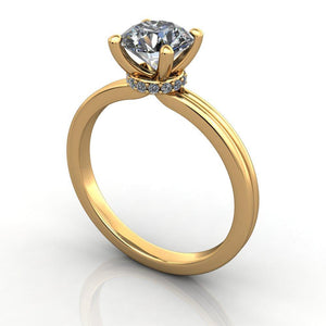 solitaire ring with double row band soha diamond co