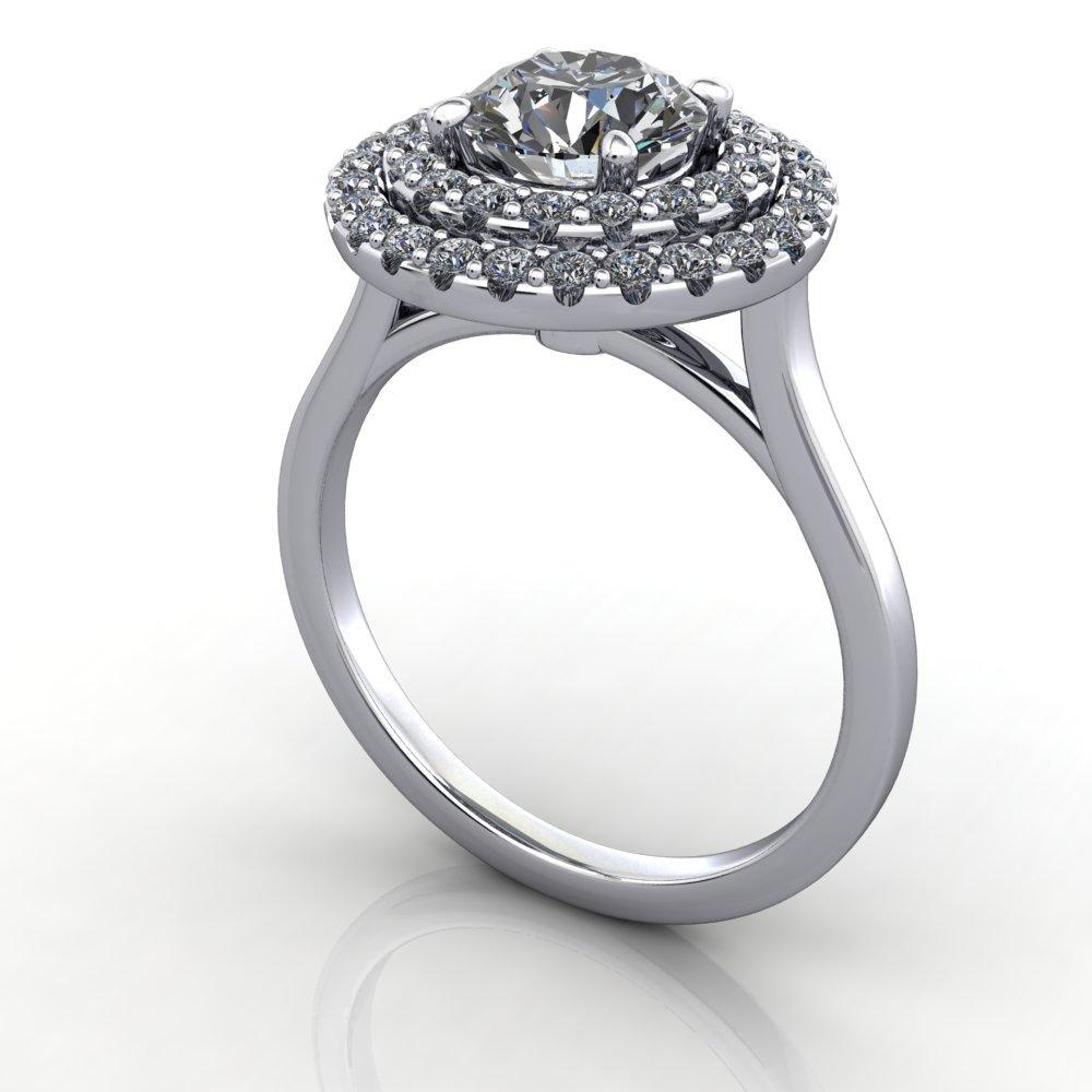 0.50 cts Solitaire Double Halo Diamond Platinum Ring JL PT REHS1487