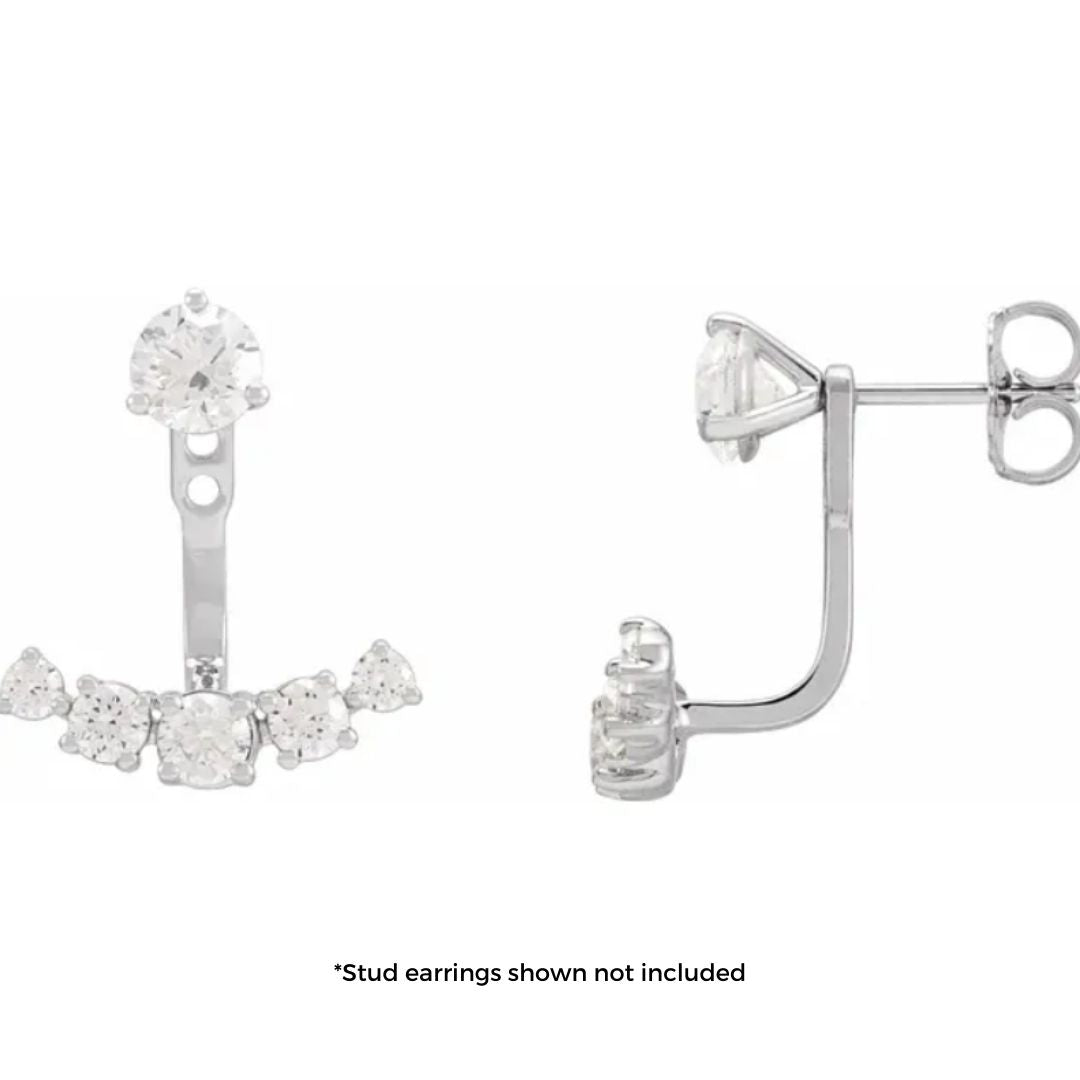lab grown diamond earring jacket with stud earrings