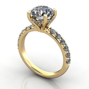 Hidden halo engagement ring yellow gold