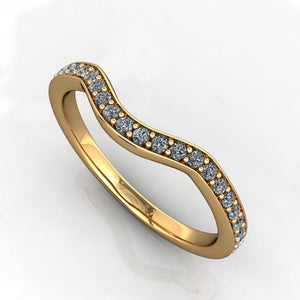 curved contoured diamond wedding band white gold