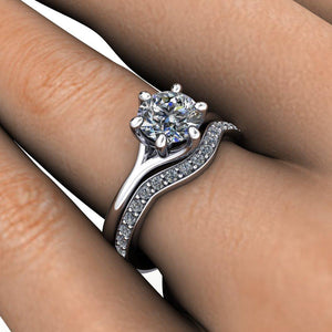curved contoured diamond wedding band white gold
