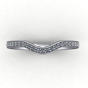 curved contoured diamond wedding band white gold