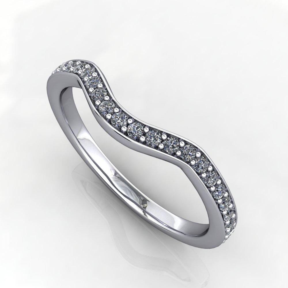 curved contoured diamond wedding band white gold