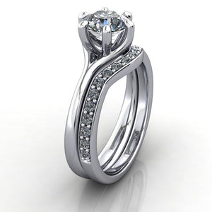 curved contoured diamond wedding band white gold
