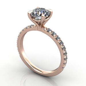french set solitaire with claw prongs rose gold