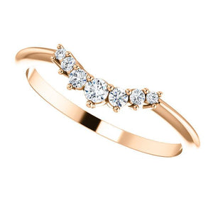 Half graduated diamond accented contour band rose gold
