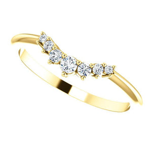 Half graduated diamond accented contour band yellow gold