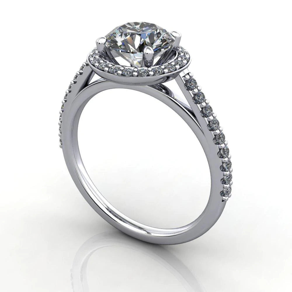 halo engagement ring with side stones