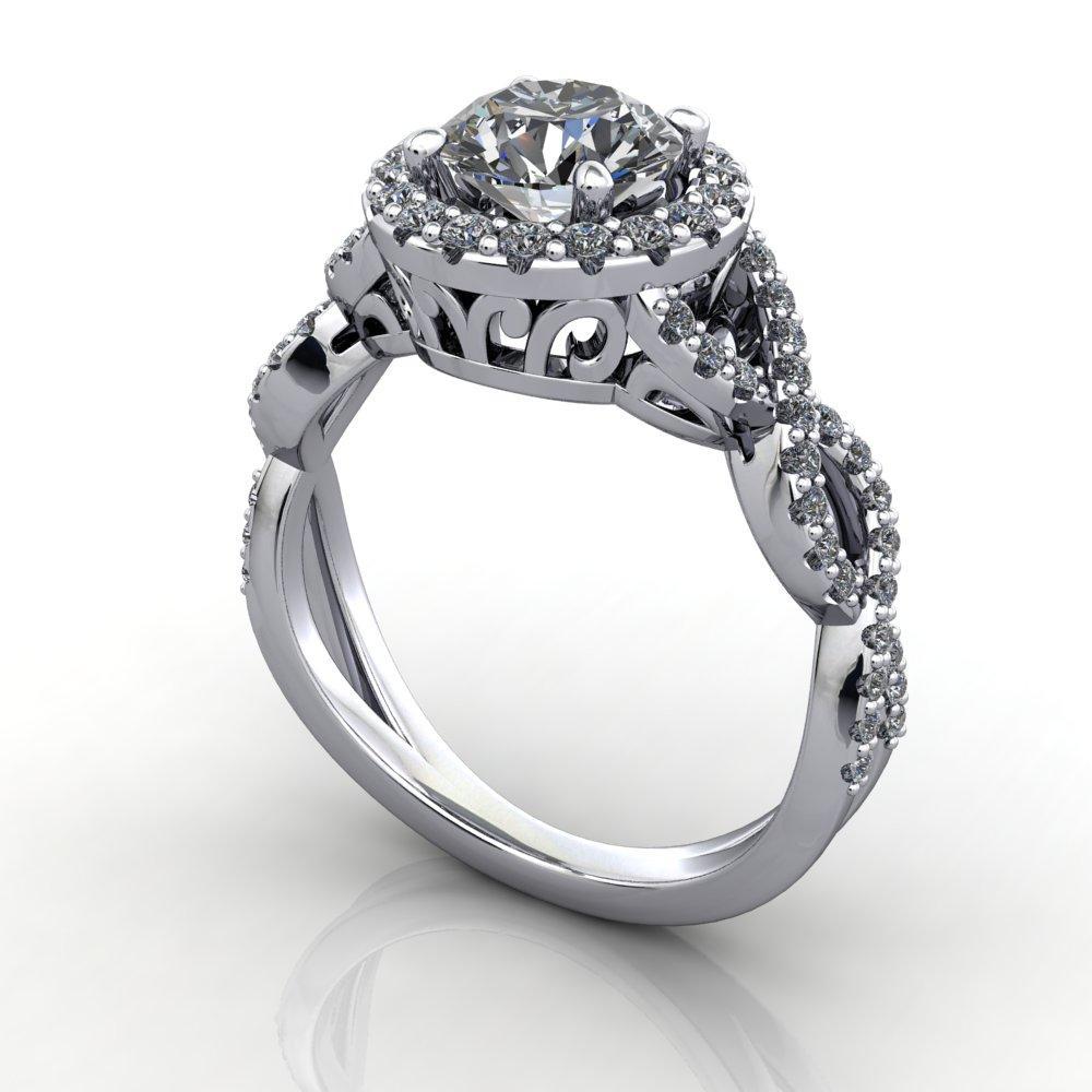french inspired vintage inspired halo engagement ring